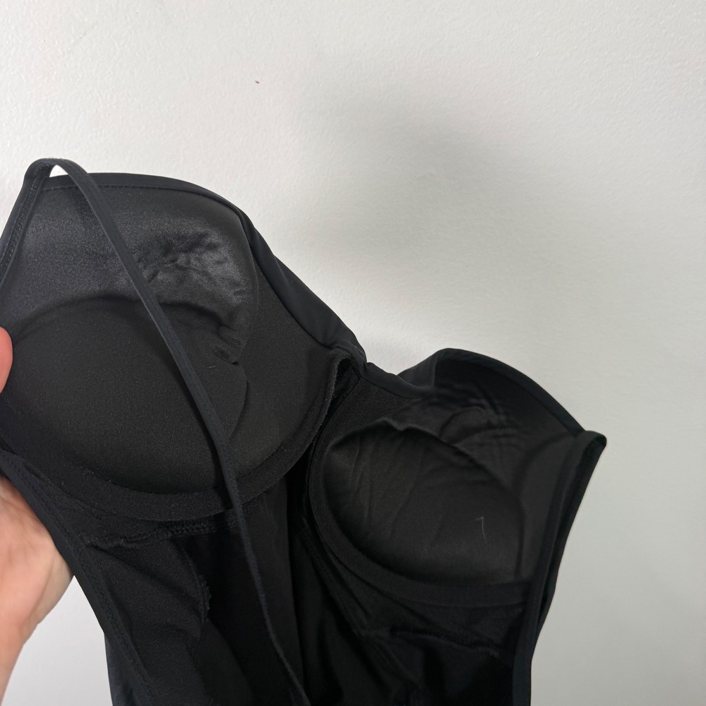 Spanx Love Your Assets Black One Piece Swimsuit Ruched Push Up Womens Large - Picture 8 of 12